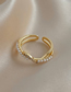 Fashion Gold Geometric Zirconium Pearl Knotted Wrap Open Ring