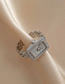 Fashion Silver Brass Set Zirconium Square Watch Chain Ring
