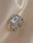 Fashion Silver Brass Set Zirconium Square Watch Chain Ring