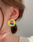 Fashion Yellow Alloy Set Pearl Tulip Heart Stud Earrings