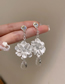 Fashion White Acrylic Camellia Drop Earrings With Diamonds
