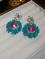 Fashion Blue Bronze Zirconium Flower Stud Earrings