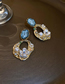 Fashion Gold Alloy Diamond Flower Pearl Hollow Stud Earrings