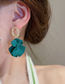 Fashion Green Alloy Geometric Petal Square Pleated Stud Earrings