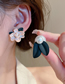 Fashion Silver Needle - Asymmetric Alloy Petal Flower Asymmetric Pearl Stud Earrings