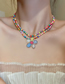 Fashion 4# Necklace--small Flowers Colorful Rice Beads Beaded Flower Double Necklace