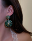 Fashion 1# Dark Green Alloy Geometric Petal Stud Earrings