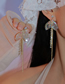 Fashion Gold Iridescent Fishtail Pearl Crystal Tassel Earrings