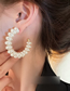 Fashion 1# Silver Needle - Big Pearl Geometric Size Pearl Stud Earrings