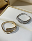 Fashion Silver Brass Set Zirconium Square Open Ring