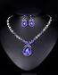 Fashion Blue Geometric Pear Stud Earrings Necklace Set