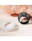 Fashion Black And White Geometric Mesh Pearl Ring Set