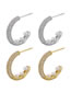 Fashion 1 Pair Of White Gold C-shaped Earrings In Copper With Zirconium And Pearls