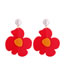 Fashion Red Acrylic Flower Pearl Stud Earrings