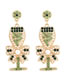 Fashion Green Alloy Diamond And Pearl Bow Goblet Stud Earrings