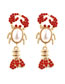 Fashion Mixed Color Alloy Diamond And Pearl Crayfish Stud Earrings