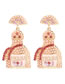 Fashion Pink Rice Beads Alloy Diamond Wine Bottle Stud Earrings