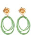 Fashion Green Glass Crystal Tube Braided Flower Stud Earrings