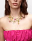 Fashion Green Glass Crystal Beaded Braided Floral Multilayer Necklace