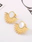 Fashion Gold Stainless Steel Sunflower Stud Earrings
