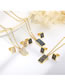 Fashion Necklace - Black Titanium Steel Necklace With Square Diamonds