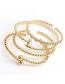Fashion 3# Brass Gold Plated Bead Geometric Open Bracelet