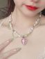 Fashion Color Pearl Rice Beads Beaded Love Double Necklace