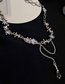 Fashion 5# Necklace--silver Irregular Chain Moonlight Crystal Tassel Necklace