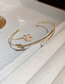 Fashion Gold Bronze Zirconium Mermaid Pearl Flower Open Bracelet