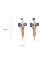 Fashion Blue Gradient Crystal Bow Fringe Drop Earrings
