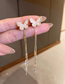 Fashion Gold Bronze Zirconium Pearl Butterfly Tassel Drop Earrings