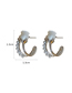 Fashion Silver Pearl Tulip C-shaped Double Layer Earrings