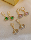 Fashion Ear Buckles - Green Geometric Zirconium Cat Eye Ginkgo Leaf Earrings
