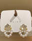 Fashion Gold Geometric Zirconium Flower Pearl Stud Earrings