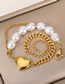 Fashion Platinum 3 Titanium Pearl Panel Chain Bracelet