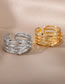 Fashion Gold 3 Bronze Zirconium Geometric Open Ring