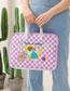Fashion Pink Cartoon Rabbit Cartoon Check Print Laptop Bag