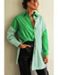 Fashion Green Striped Panelled Button-up Shirt