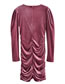Fashion Pink Velvet V-neck Pleated Dress