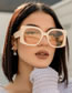 Fashion Beige Tea Tablets Rice Nail Large Frame Sunglasses