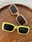 Fashion Solid Powder Tea Pc Frosted Rectangular Sunglasses