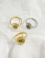 Fashion Gold-2 Brass Set Zircon Palm Eye Ring