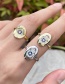 Fashion Silver Brass Set Zircon Palm Eye Ring