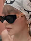 Fashion Leopard Tea Slices Cat Eye Small Frame Chain Sunglasses