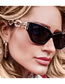Fashion Leopard Tea Slices Cat Eye Small Frame Chain Sunglasses