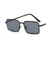 Fashion Black Frame All Grey Metal Small Frame Square Sunglasses