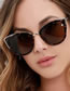Fashion Leopard Double Tea Pc Cat Eye Large Frame Sunglasses