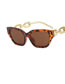 Fashion Leopard Tea Slices Metal Cat Eye Small-frame Chain Leg Sunglasses