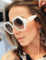 Fashion Solid White Double Grey Pc Polygon Large Frame Sunglasses