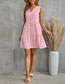 Fashion Pink V-neck Check Sleeveless Dress